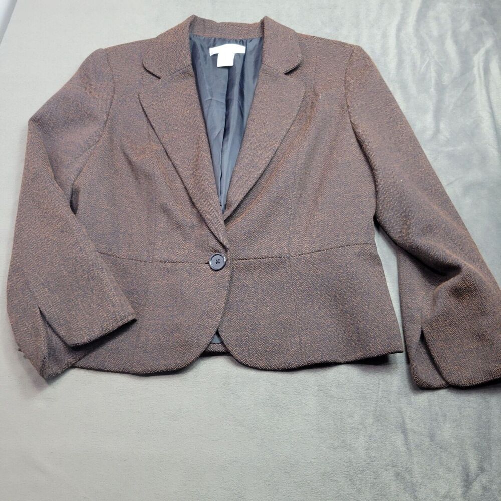 Rose‎ Haggar Womens Brown Textured Blazer Size 10